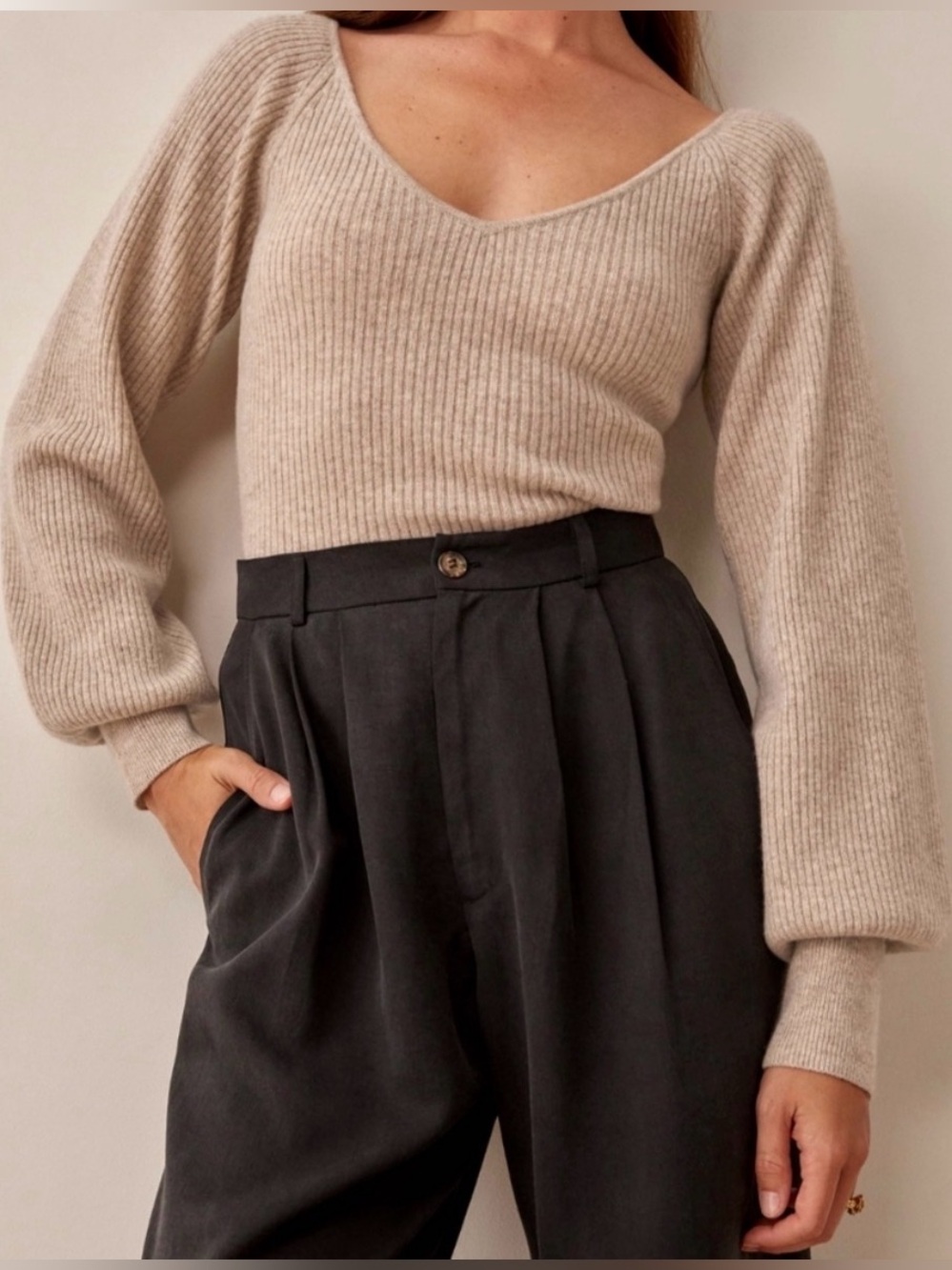 NWOT REFORMATION Hart Cashmere Tan Sweater Women’s 1X